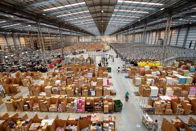 The Amazon fulfillment centre in Peterborough, Cambridgeshire. Online retailers are expecting their busiest day of the year as pre-Christmas shoppers take part in Cyber Monday