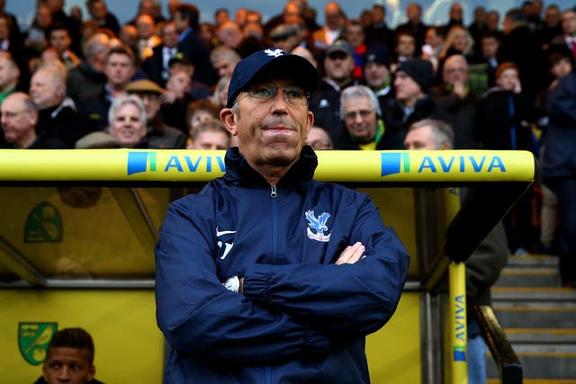 Crystal Palace manager Tony Pulis looks on from the touchline