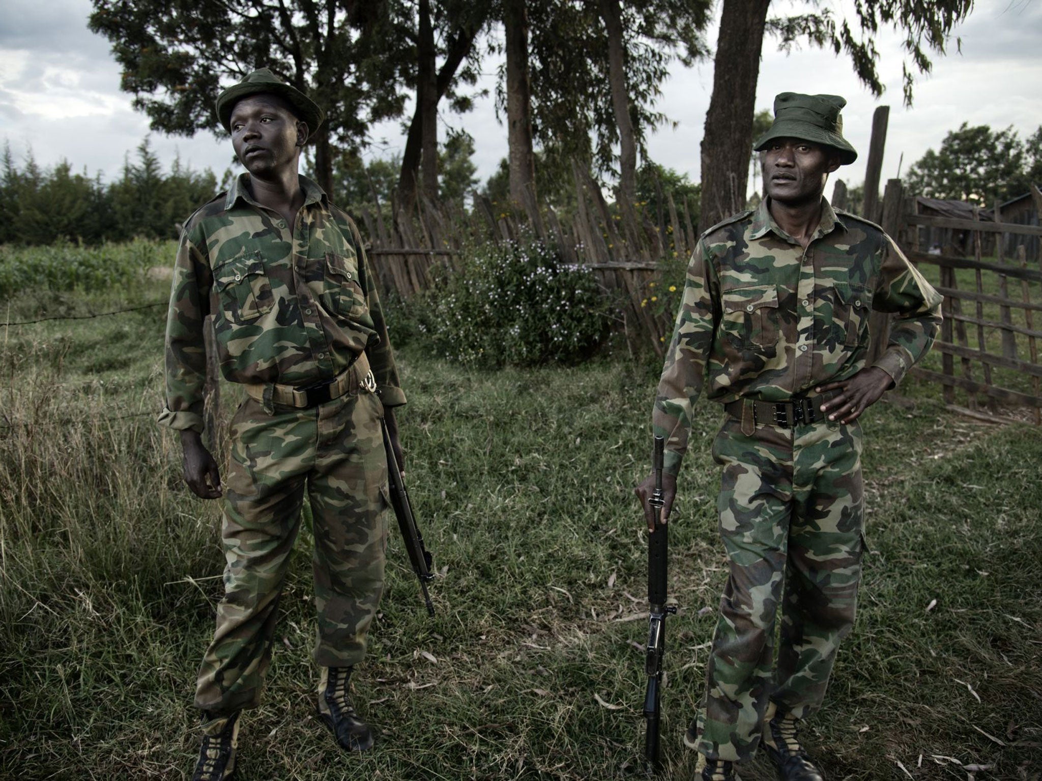 Kenya Wildlife Service rangers live on the edge of Ramuruti forest in Laikipia, Kenya where they patrol as a way to deter poachers