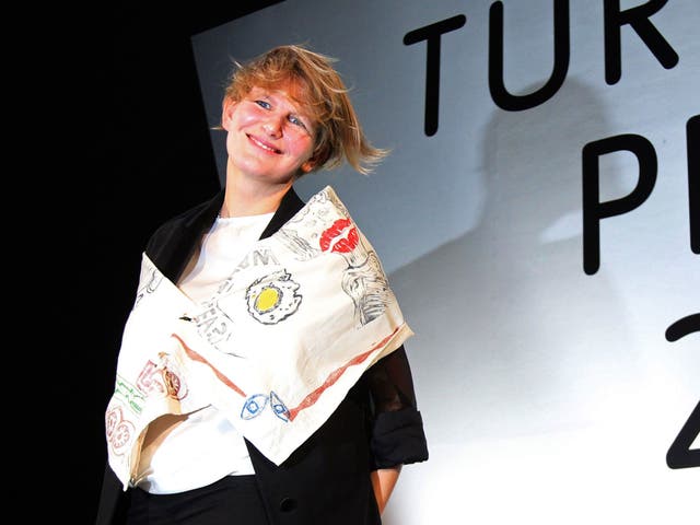 Laure Prouvost is declared the winner of the Turner Prize at the awards ceremony in Londonderry