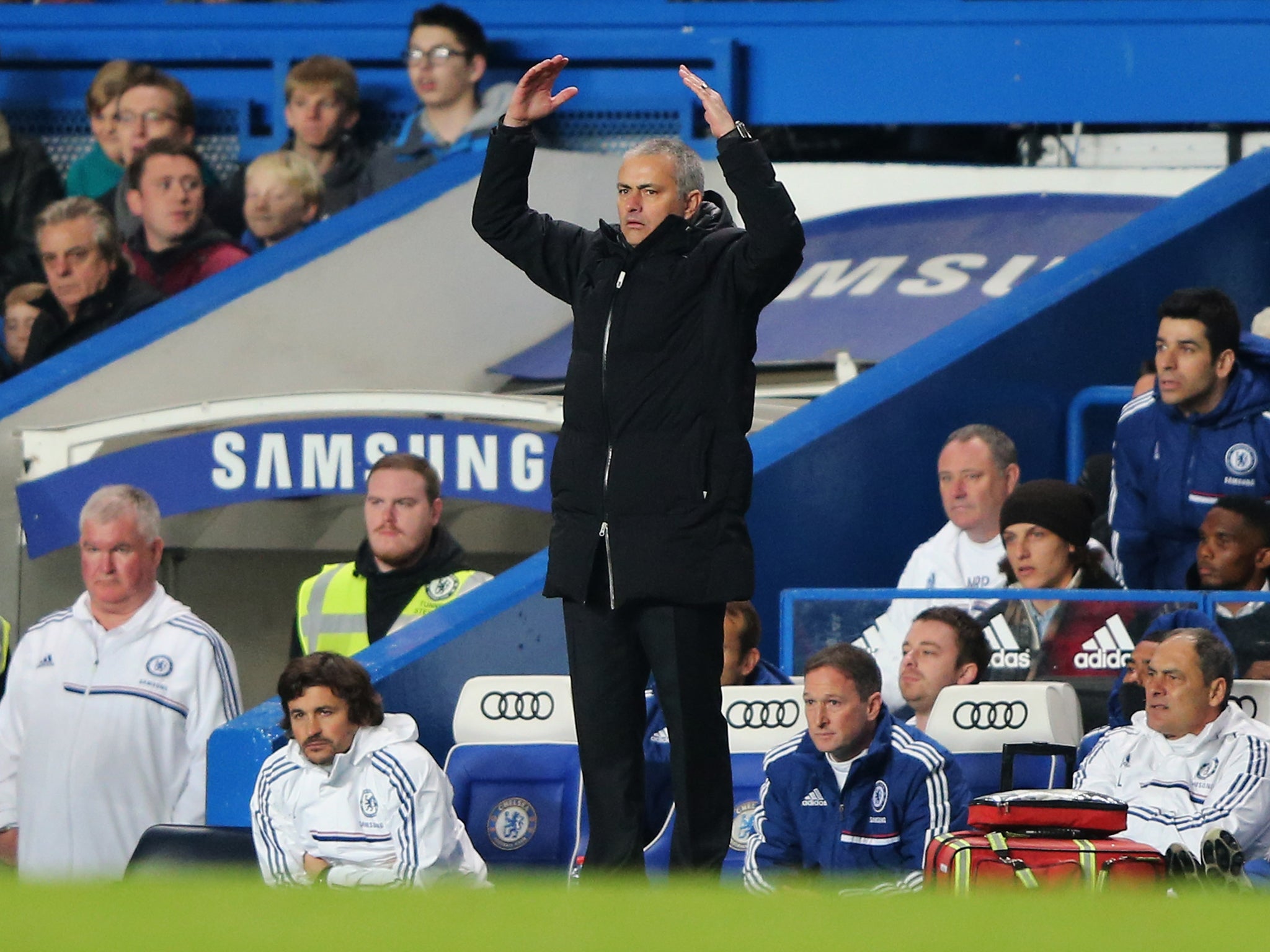 Chelsea manager Jose Mourinho reacts during his side's 3-1 win over Southampton