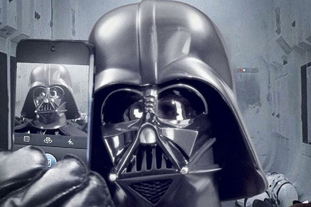 Darth Vader takes a selfie but gets the technique slightly wrong...
