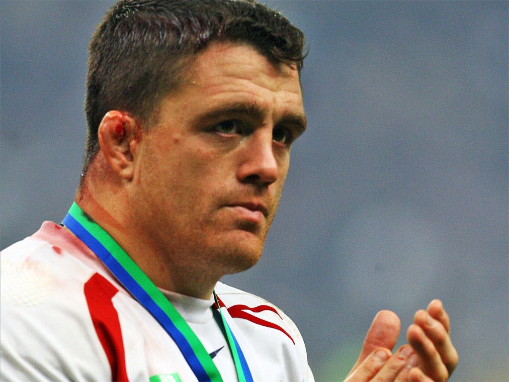 Andrew Sheridan after collecting a runners-up medal at the 2007 Rugby World Cup Final
