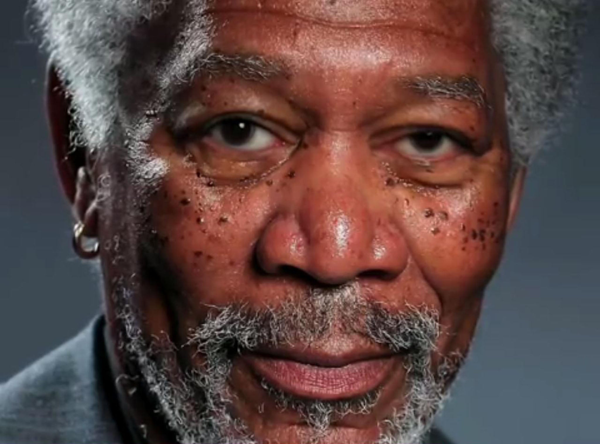 Kyle Lambert's finger painting portrait of Morgan Freeman
