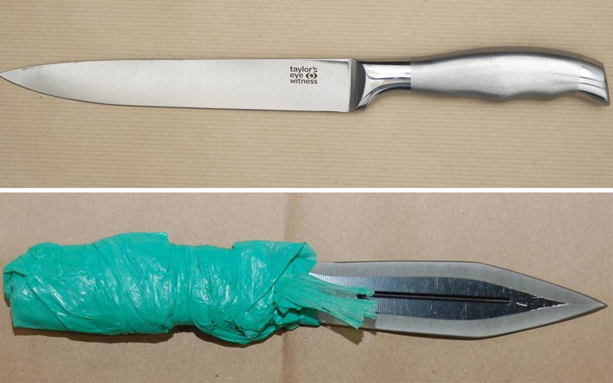 Knives used by Adebolajo and Adebowale were shown in court