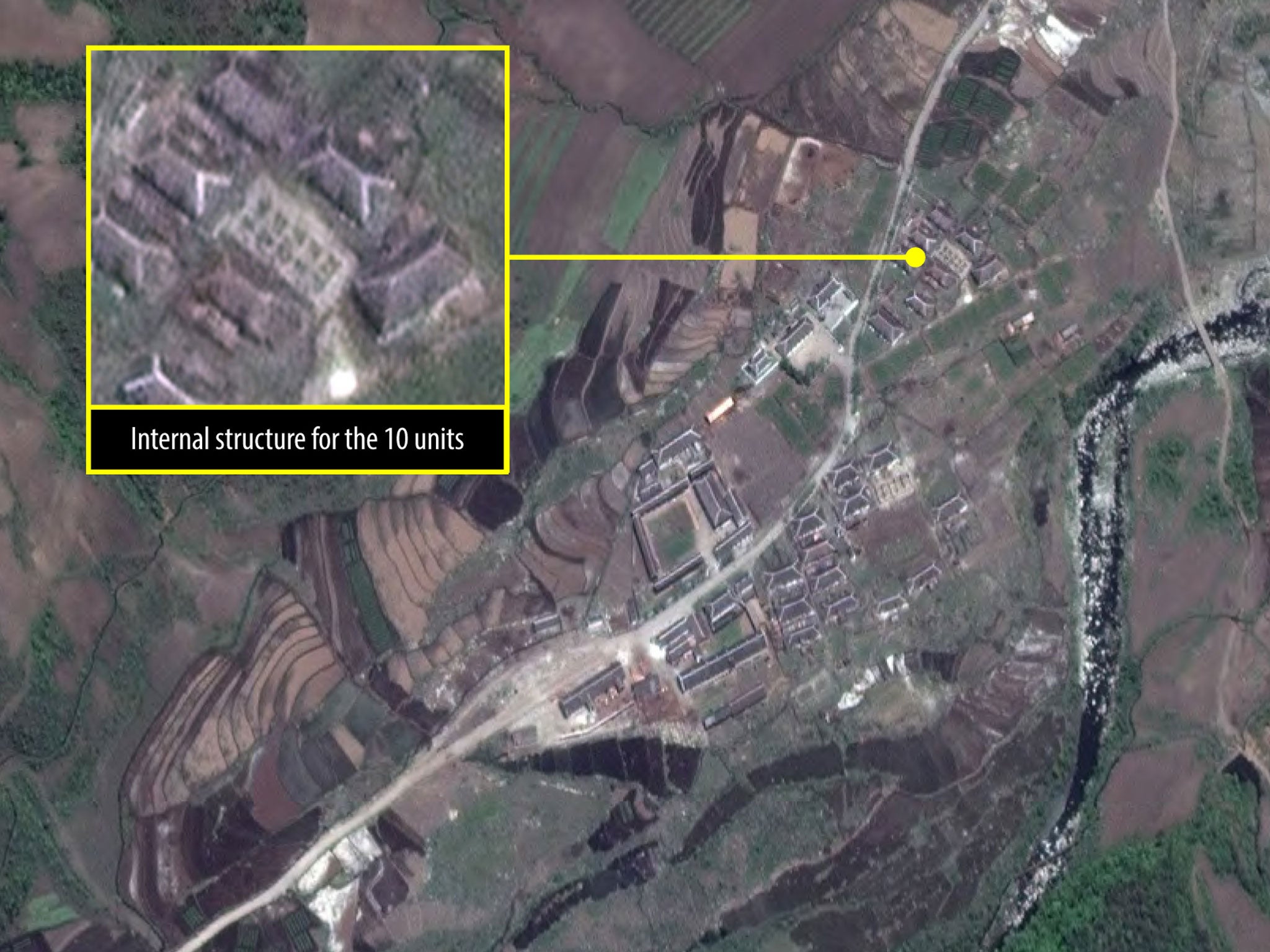 A satellite image of Camp 16, believed to be the largest North Korean gulag