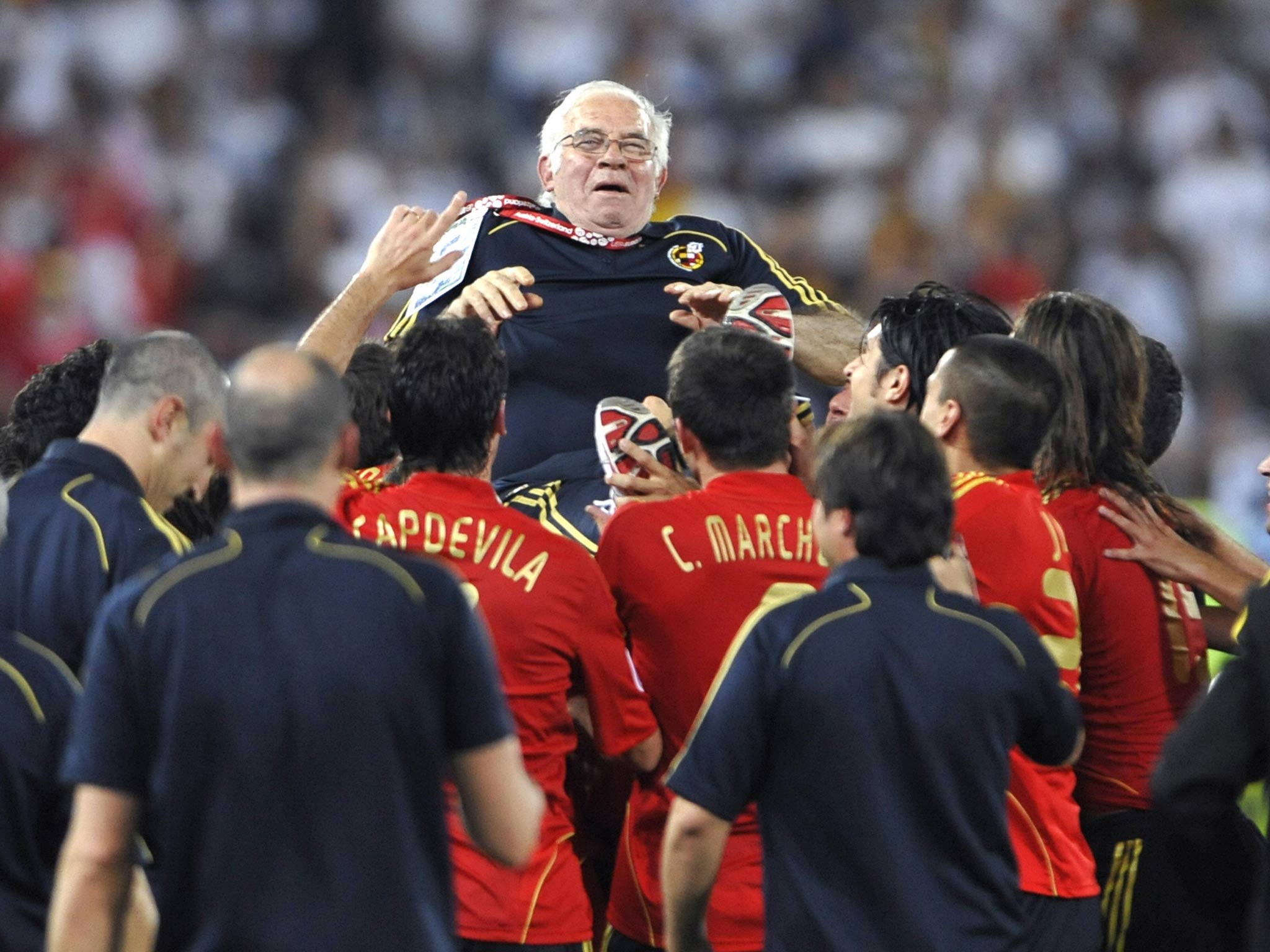 Luis Aragones pictured after victory at Euro 2008