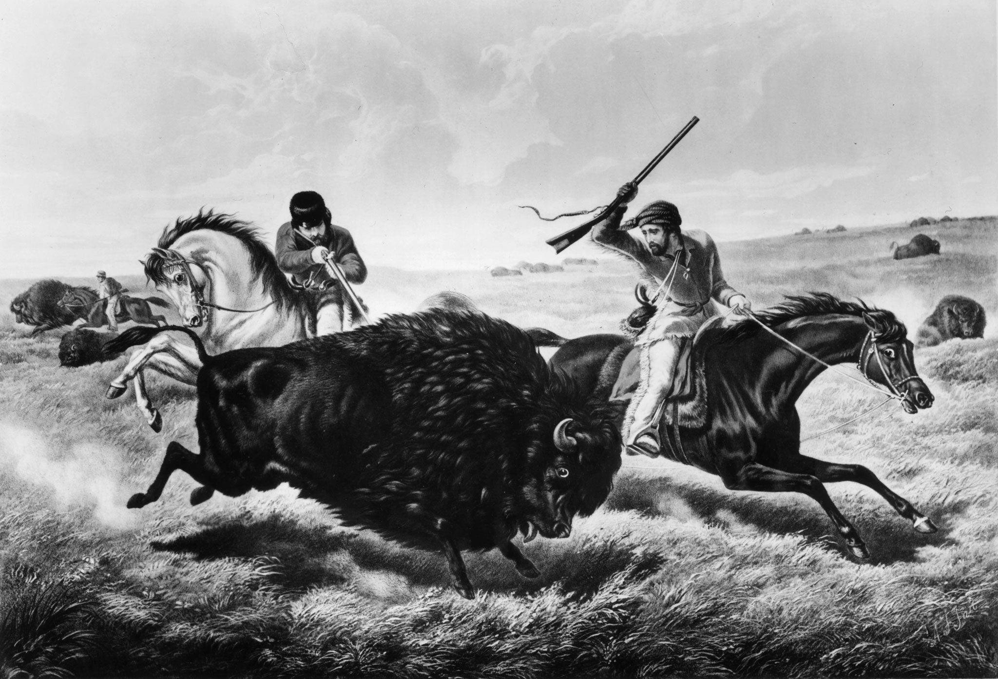 Searching for the sublime: Hunters shooting buffalo, 1862