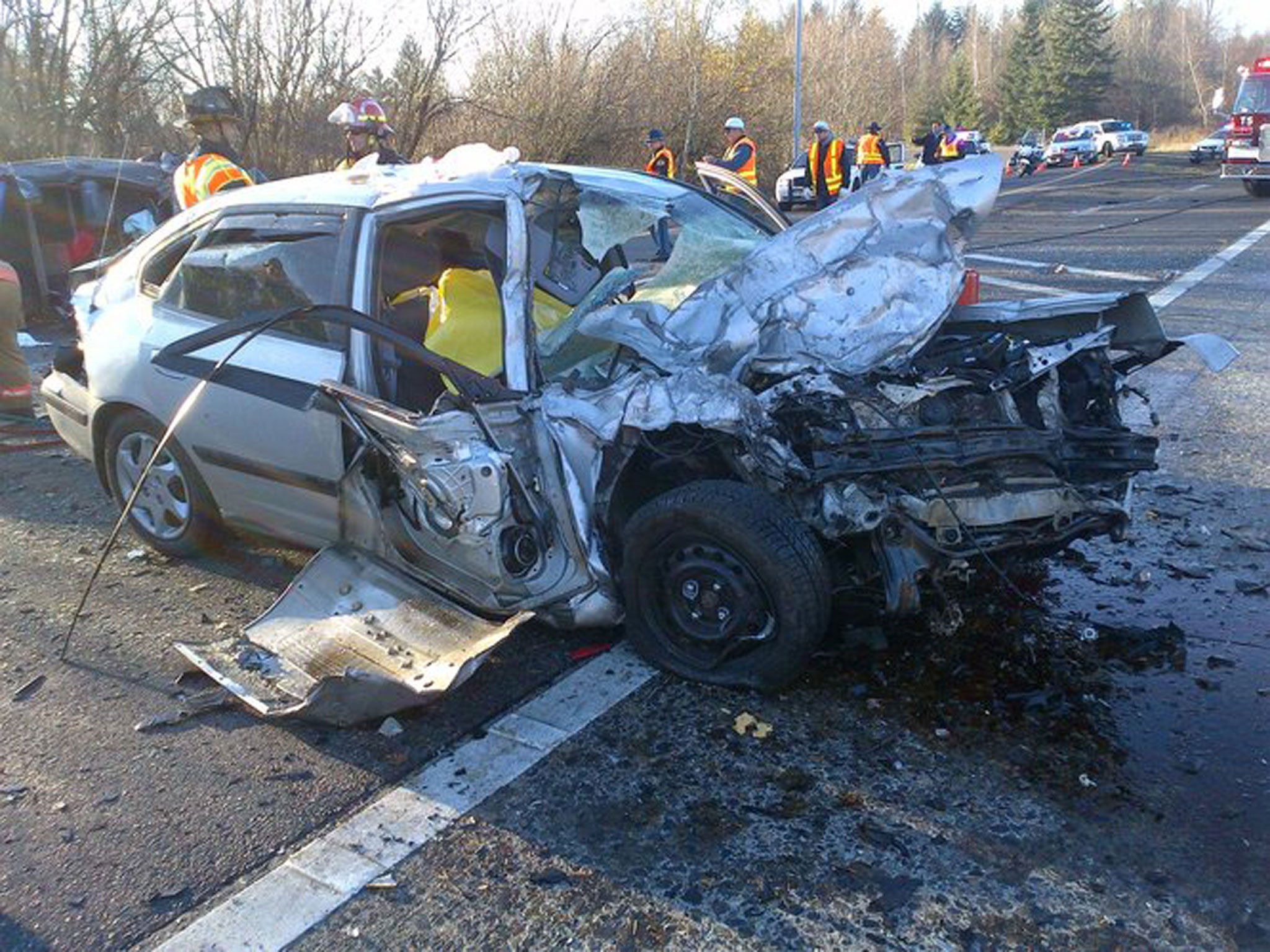 Police reported that a Vancouver man driving a Hyundai passenger car died in the crash on Wednesday afternoon