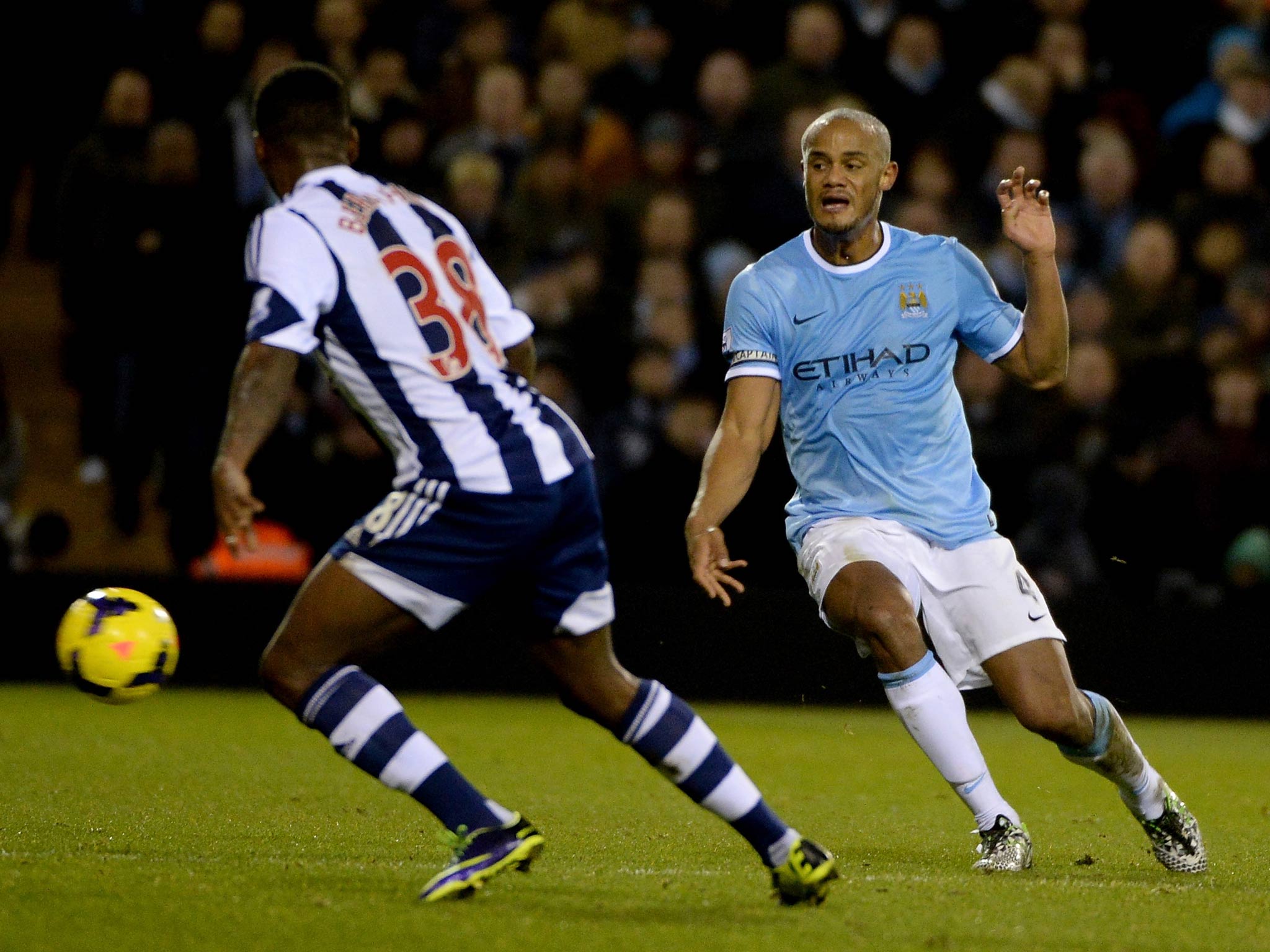 Vincent Kompany in action against West Brom