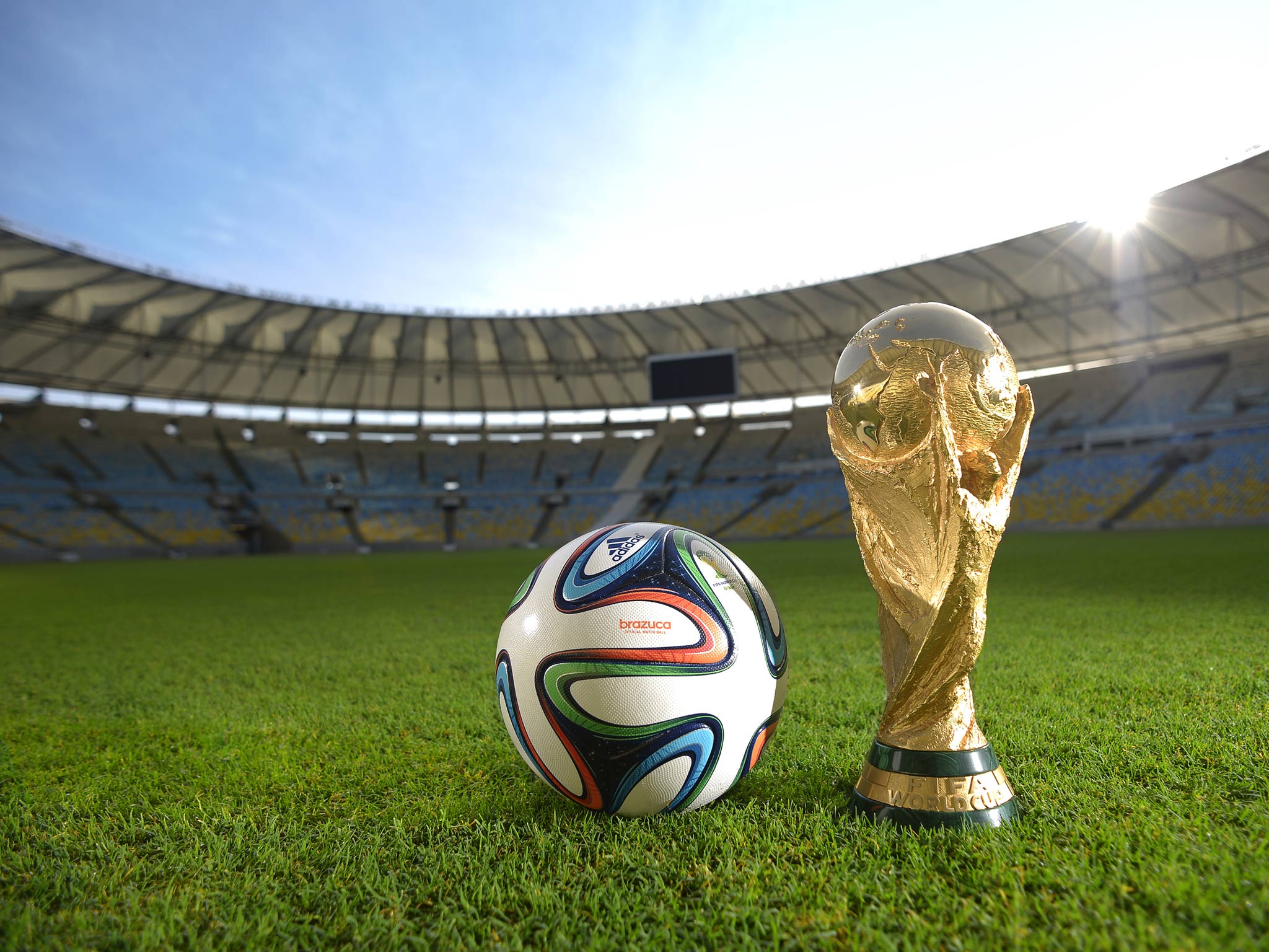 A view of the World Cup trophy