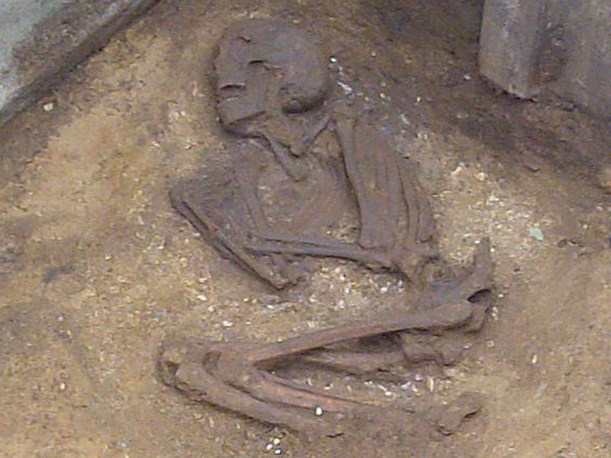 The skeleton was found in a crouched or foetal position, possibly mirroring birth