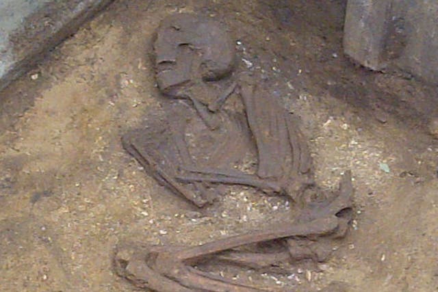The skeleton was found in a crouched or foetal position, possibly mirroring birth