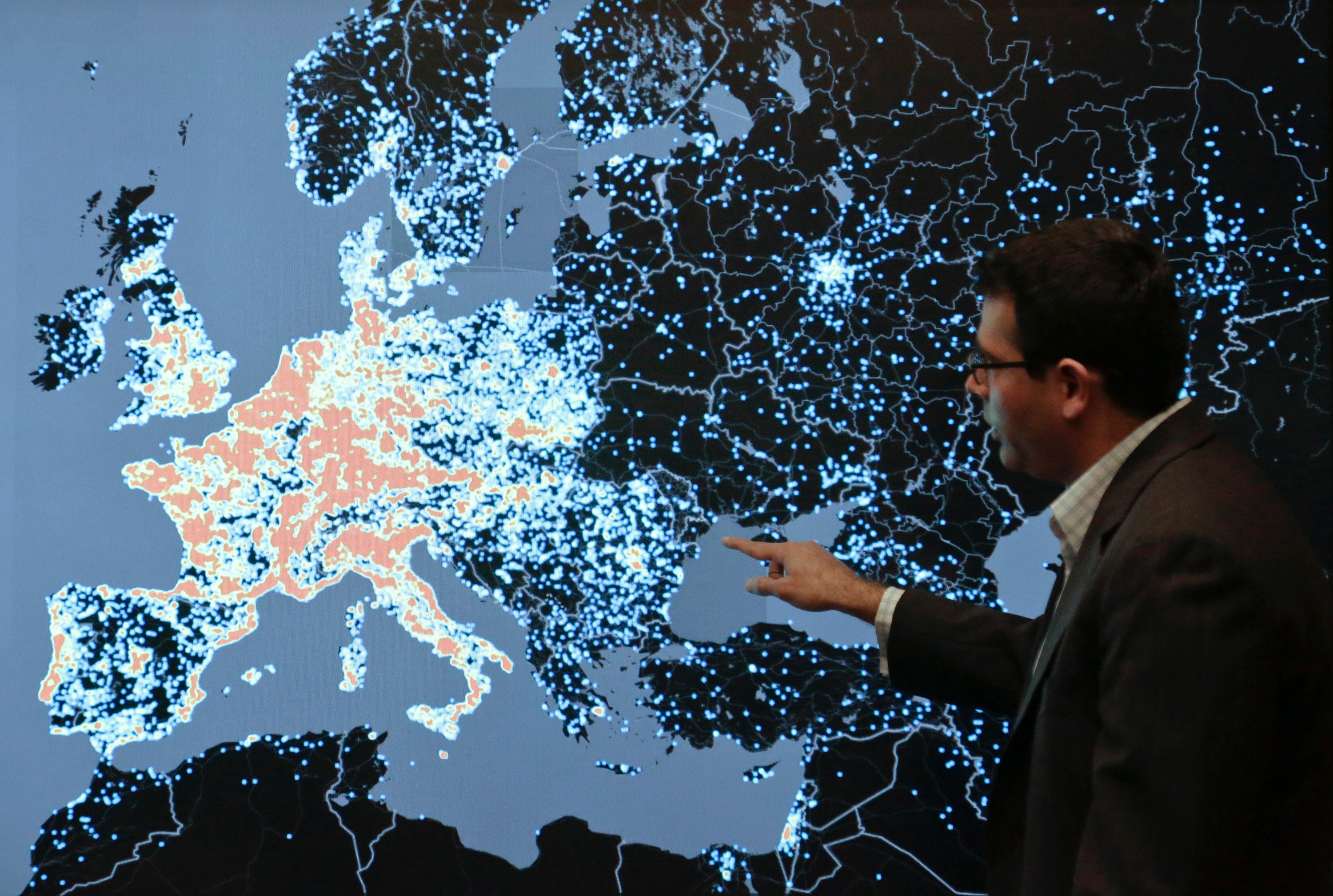 Vishant Patel of Microsoft's Digital Crimes Unit shows a heatmap of the Citadel botnet, a previous target of Microsoft's Cybercrime Center.