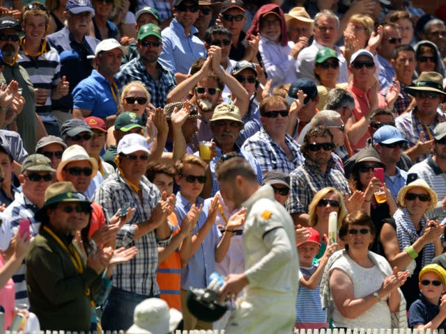 Michael Clarke is given a standing ovation as he leaves the field