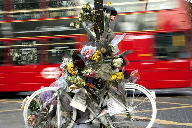A memorial at King’s Cross, London, to cyclist Deep Lee, 24