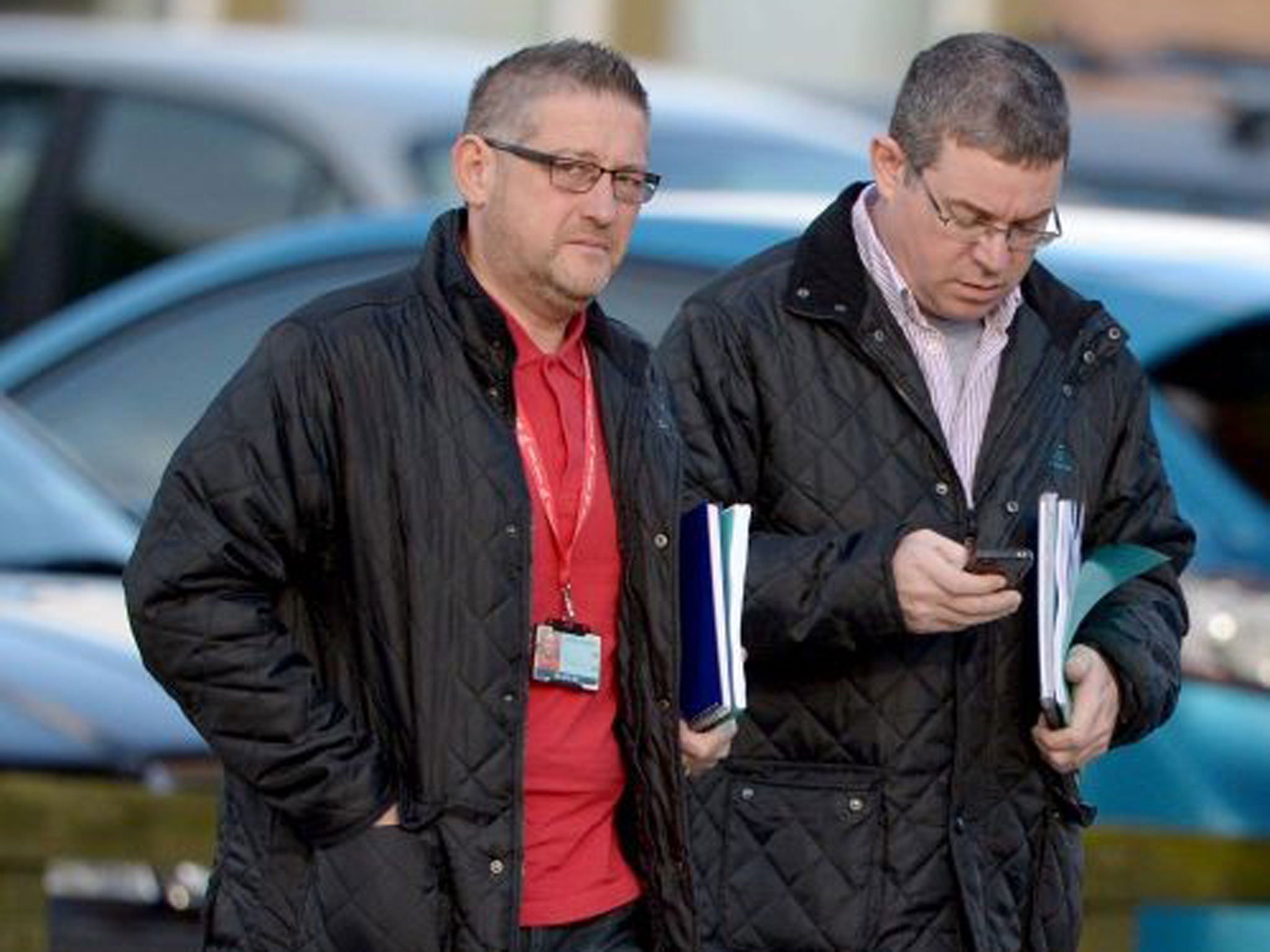 Mark Lyons, and Stevie Deans (left) from Unite