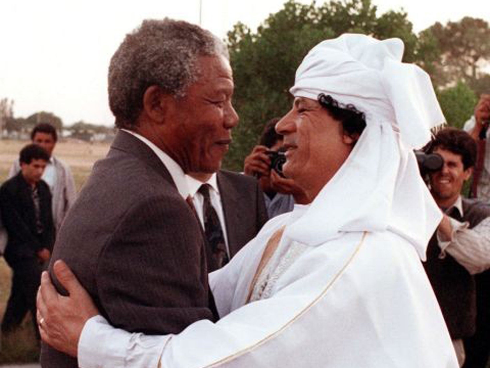 Meeting point: Mandela with Muammar Gaddafi