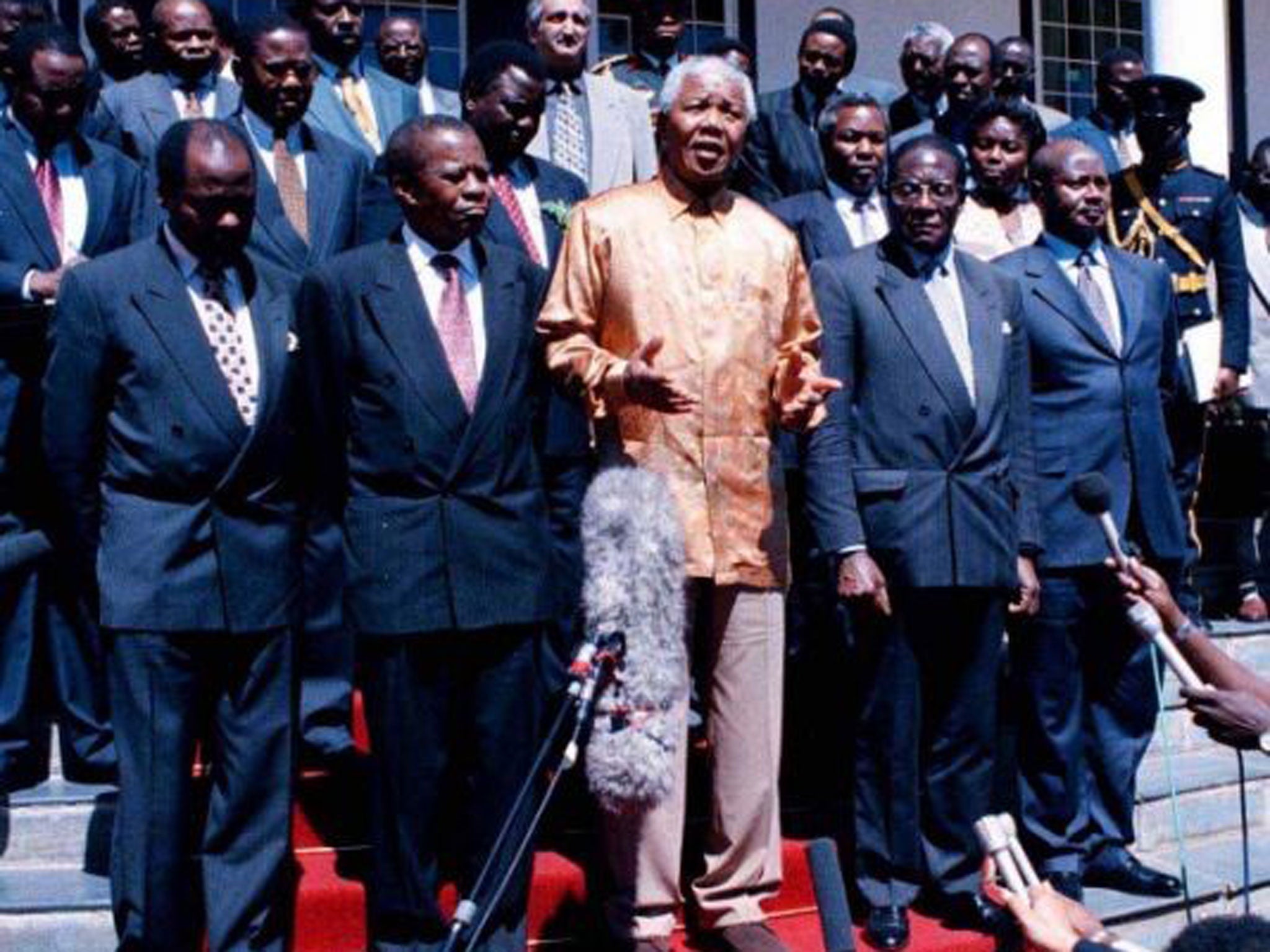 A meeting of African heads of state, Cape Town, 1997, with President Mugabe on his left