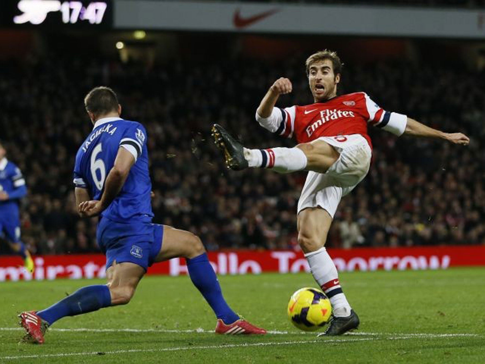 Phil Jagielka pictured in action against Arsenal earlier this season