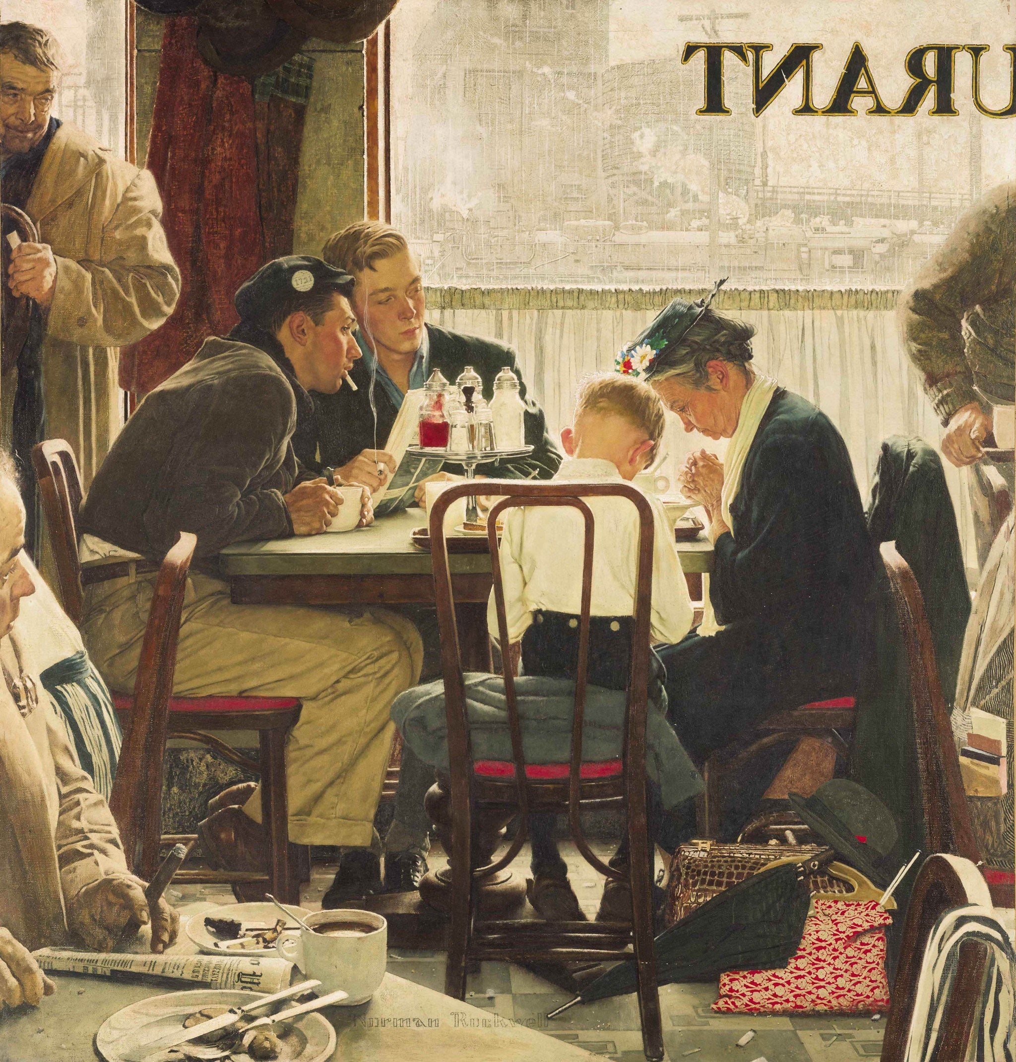 Norman Rockwell’s masterpiece ‘Saying Grace’ sold for $46m in New York last week – a record price for a work by an American