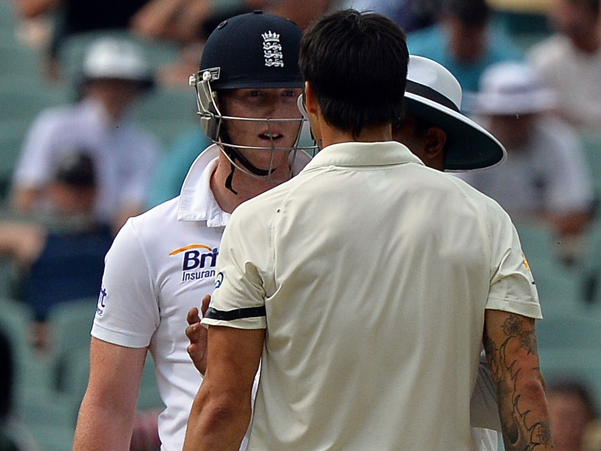 Ben Stokes and Mitchell Johnson confront each other on day four of the second Ashes Test