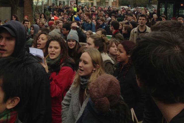 Sussex students protest the suspension of five of their number