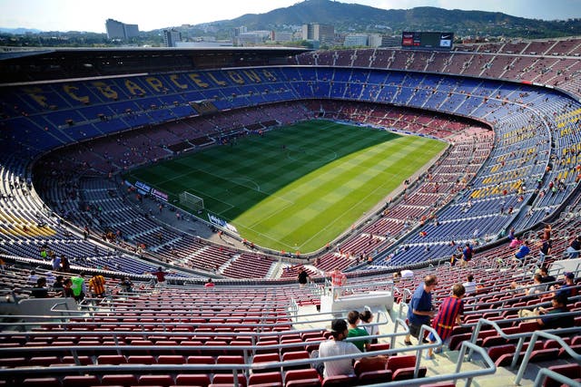 A view inside Barcelona's stadium the Nou Camp