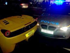 Video: Police car crashes into £250,000 Ferrari 458 Spider