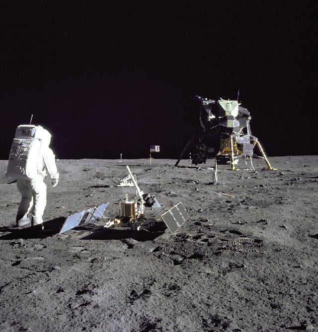 Nasa greatest hits: astronaut Buzz Aldrin Looks Back at Tranquility Base during the Apollo 11 moon landings.