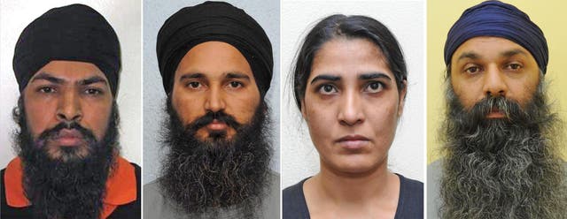 (From left to right) Mandeep Singh Sandhu, 34, Dilbag Singh, 37, Harjit Kaur, 39, and Barjinder Singh Sangha, 33