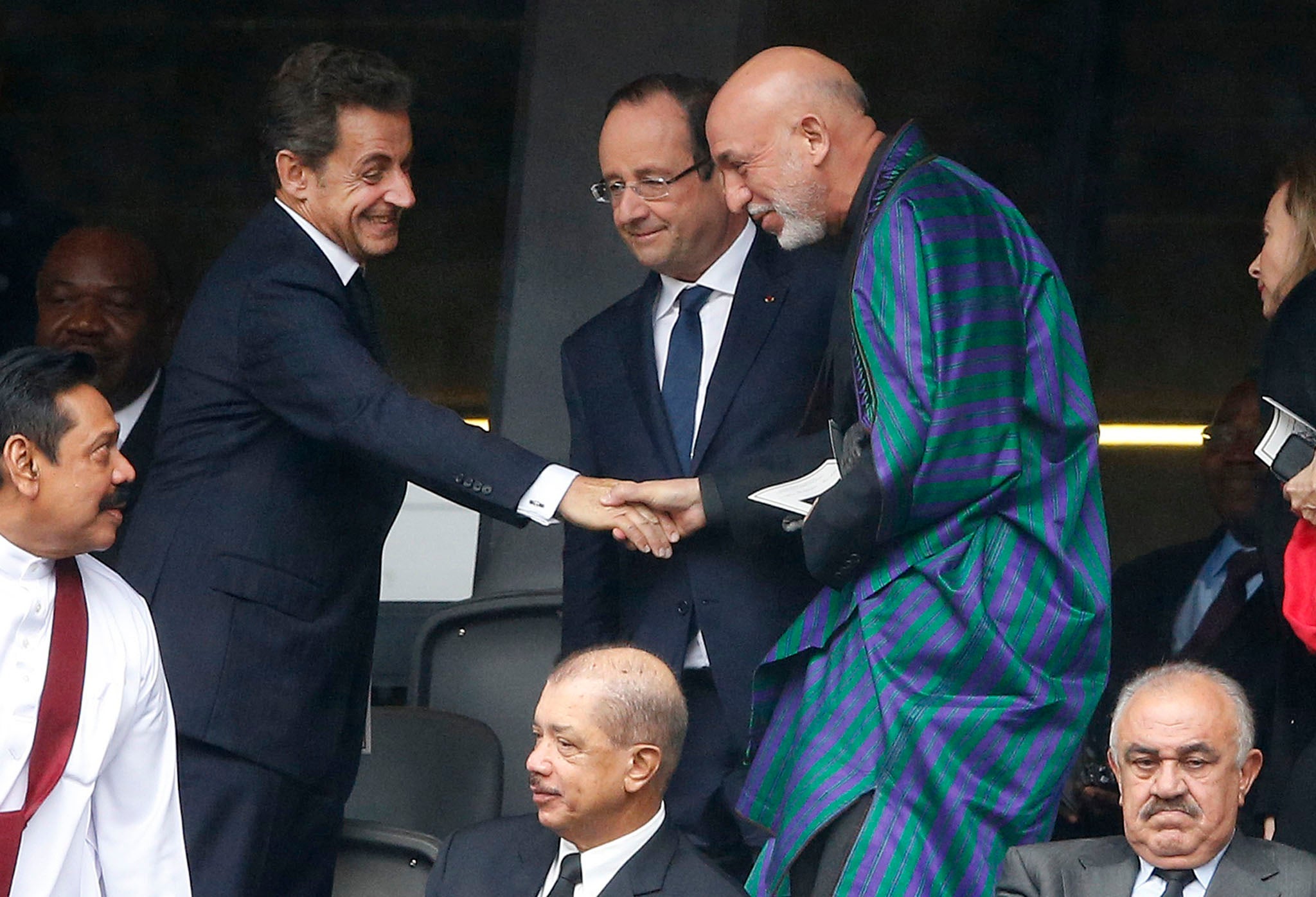 Former French President Nicolas Sarkozy and the Afghan President Hamid Karzai