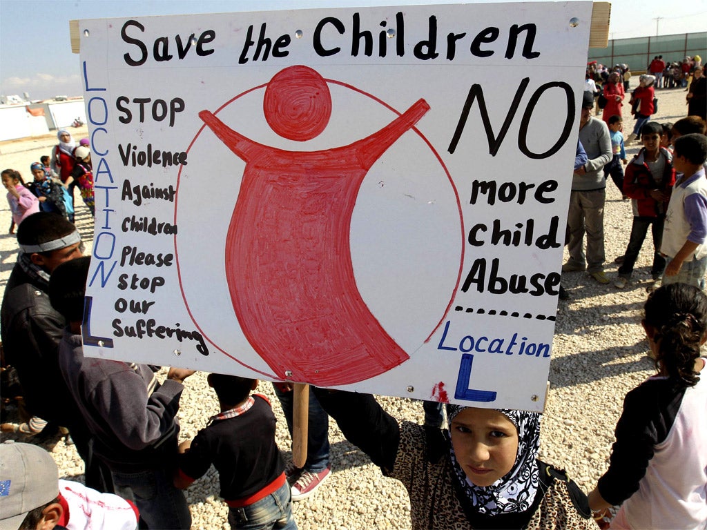 A Save the Children organised event at Al Zaatari refugee camp in the Jordanian city of Mafraq, near the Syrian border, last month