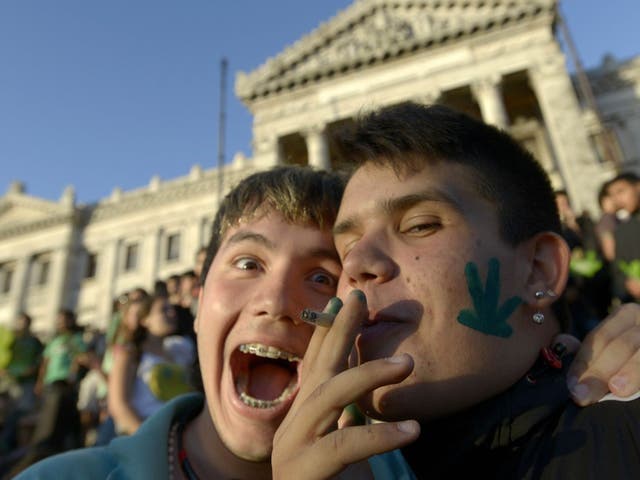 Activists in front of the Congress in Montevideo