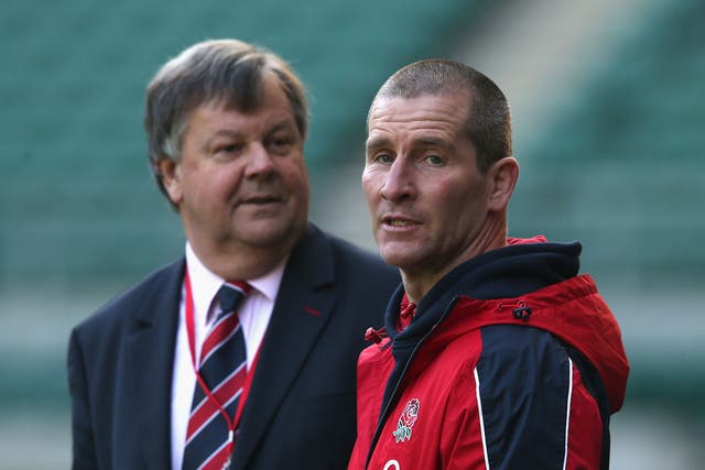 RFU chief executive Ian Ritchie alongside England head coach Stuart Lancaster