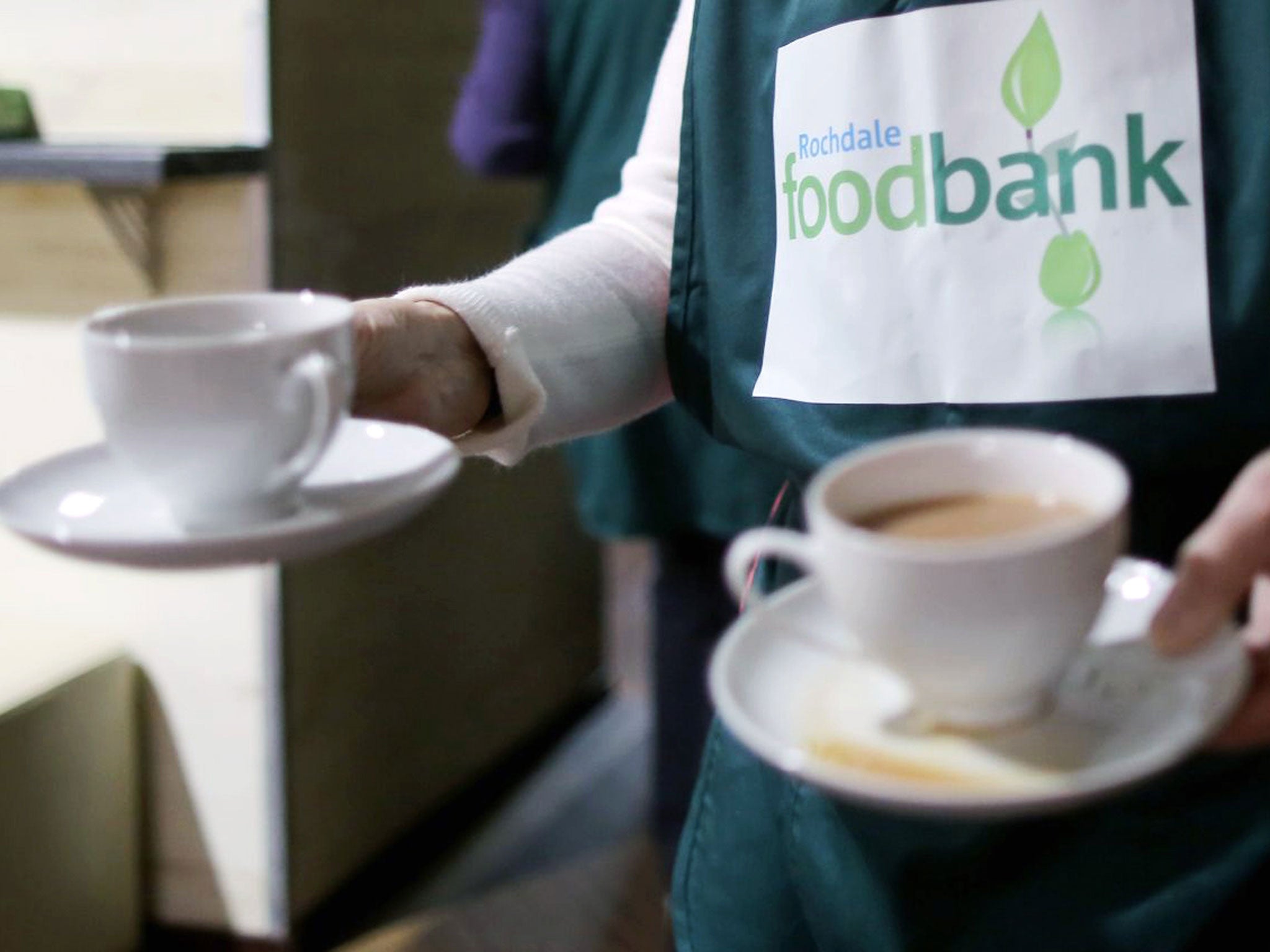 Food bank volunteers take a break in Rochdale run by Trussell Trust