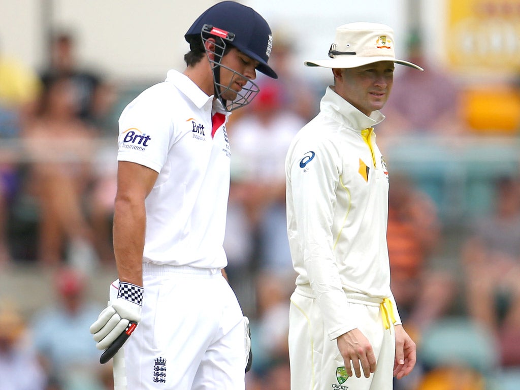 Captains Alastair Cook and Michael Clarke during the last Test match in Adelaide