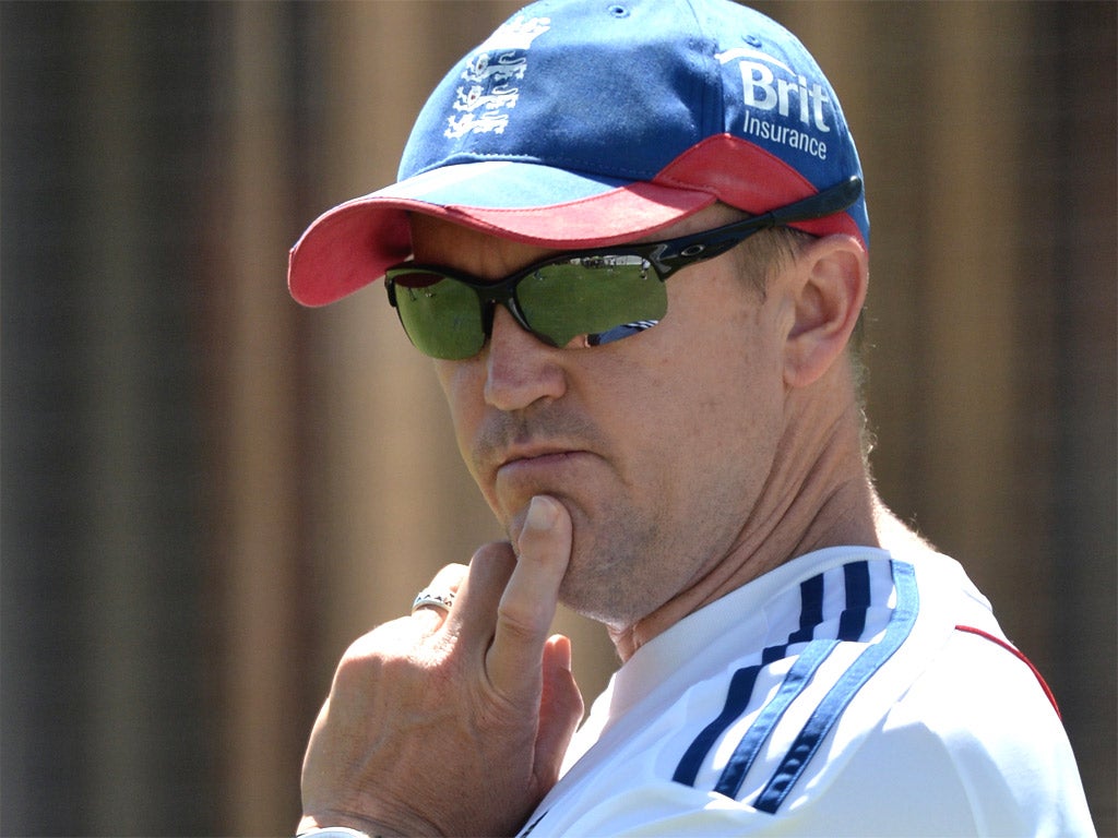 England's Andy Flower looks on during a practice session at the WACA