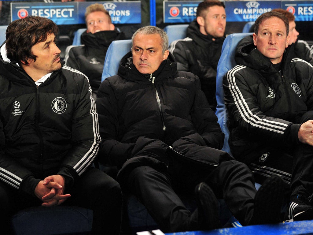 Chelsea manager Jose Mourinho watches on from the bench