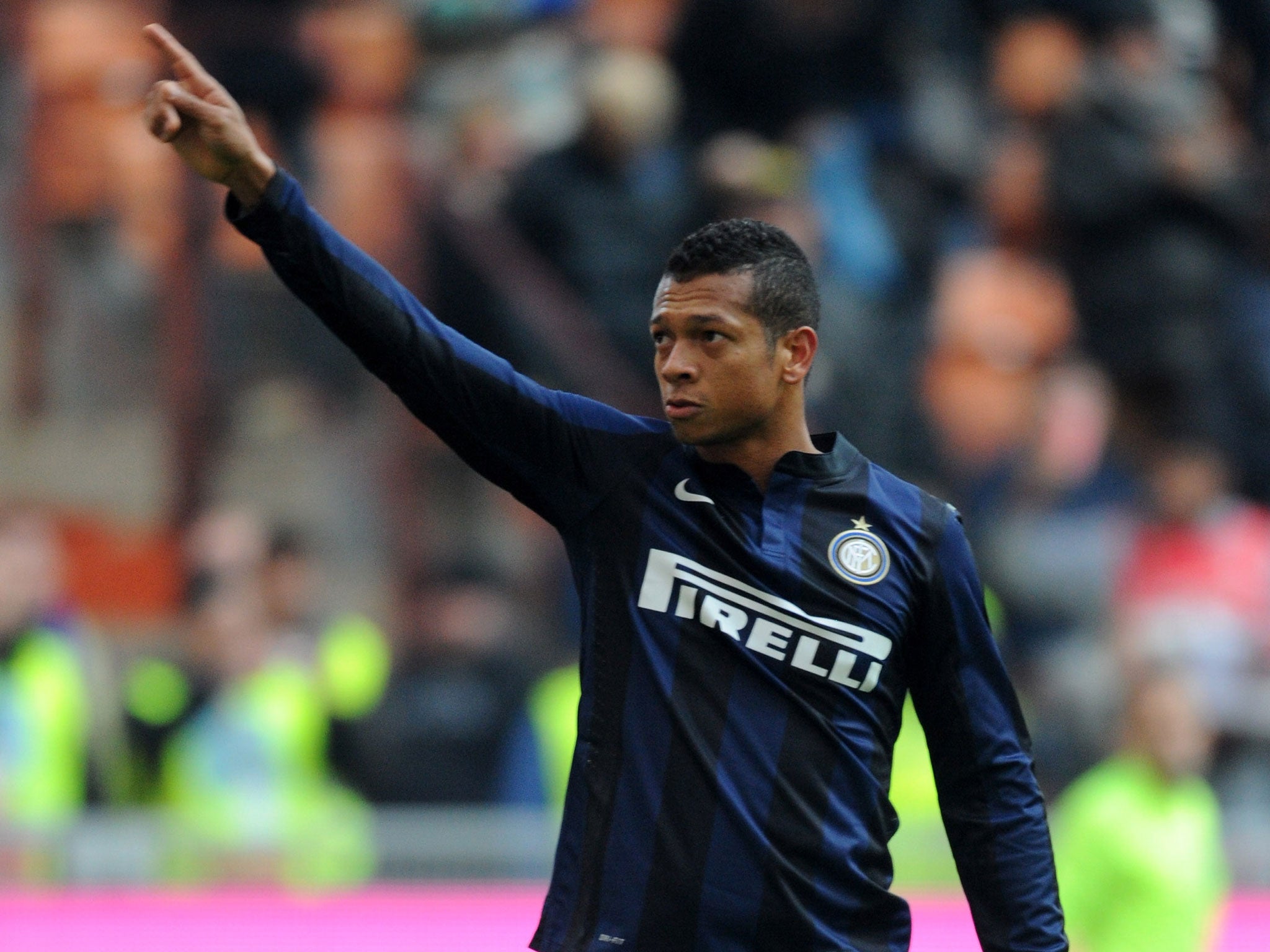 Fredy Guarin celebrates after scoring a goal during the Serie A match between Internazionale and Sampdoria at San Siro Stadium on 1 December