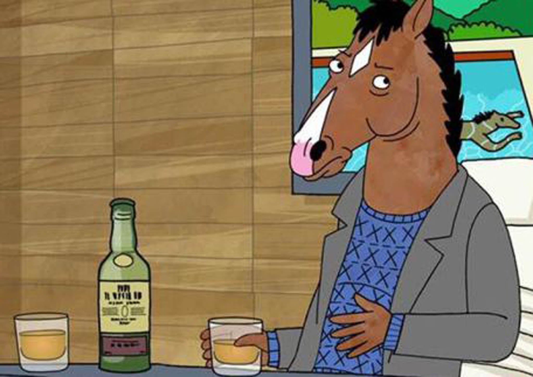 Bojack is a former alcoholic, one-time TV big-shot, horse
