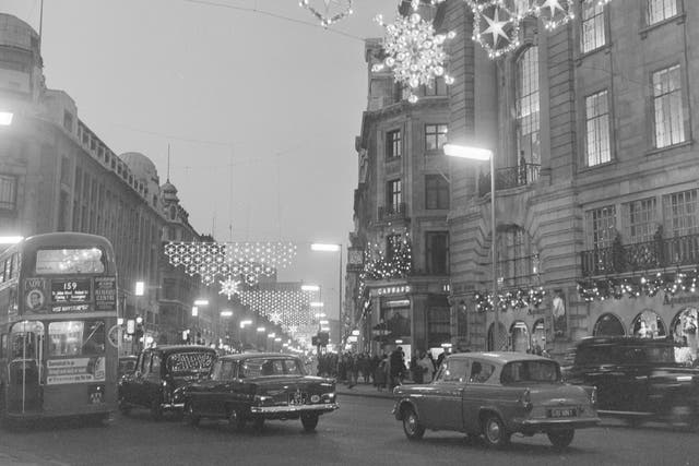 Regent Street snowflake Christmas lights, 1955