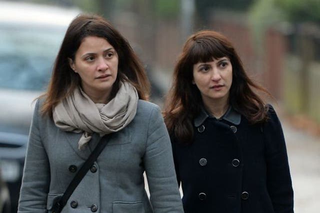 Elisabetta Grillo (left) and her sister Francesca at Isleworth Crown Court yesterday