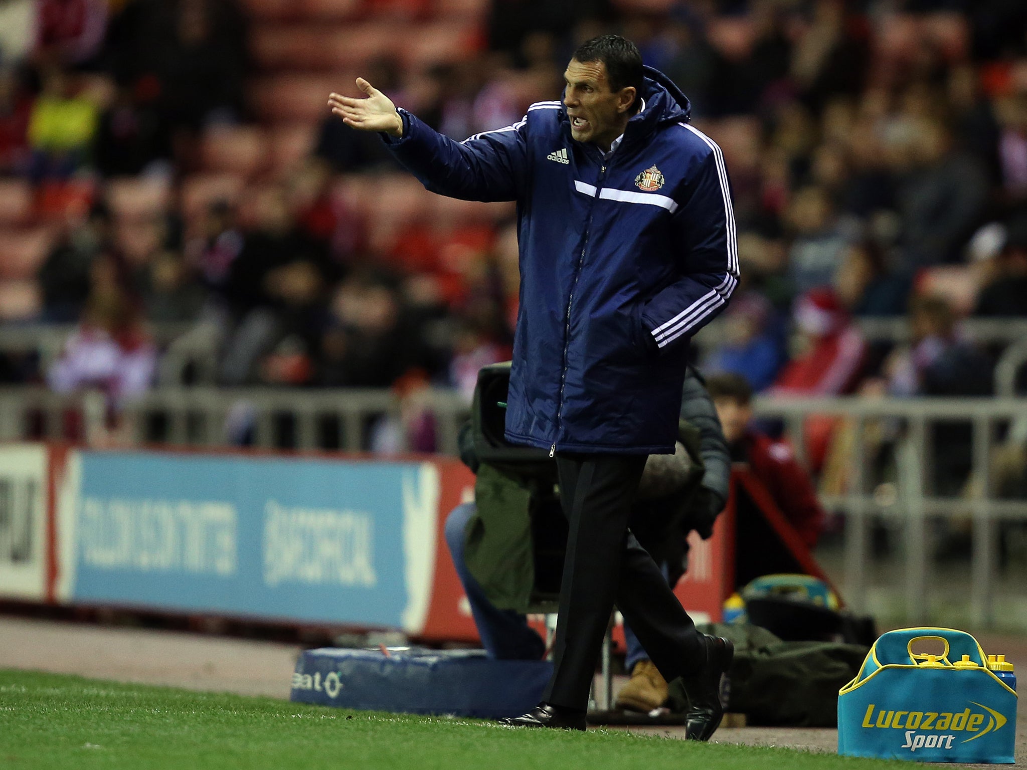 Gus Poyet remonstrates on the sideline during Sunderland's 2-1 defeat to Tottenham