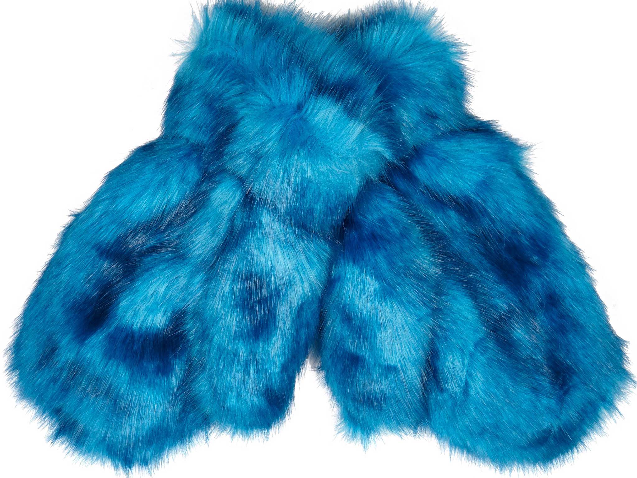 blue furry gloves