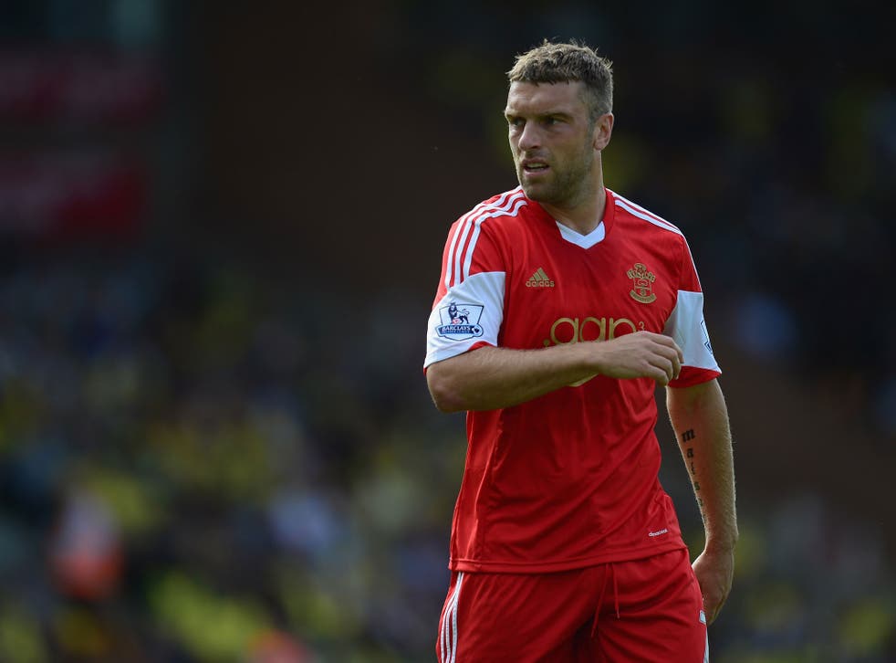 Rickie Lambert of Southampton in action during the Barclays Premier League match between Norwich City and Southampton