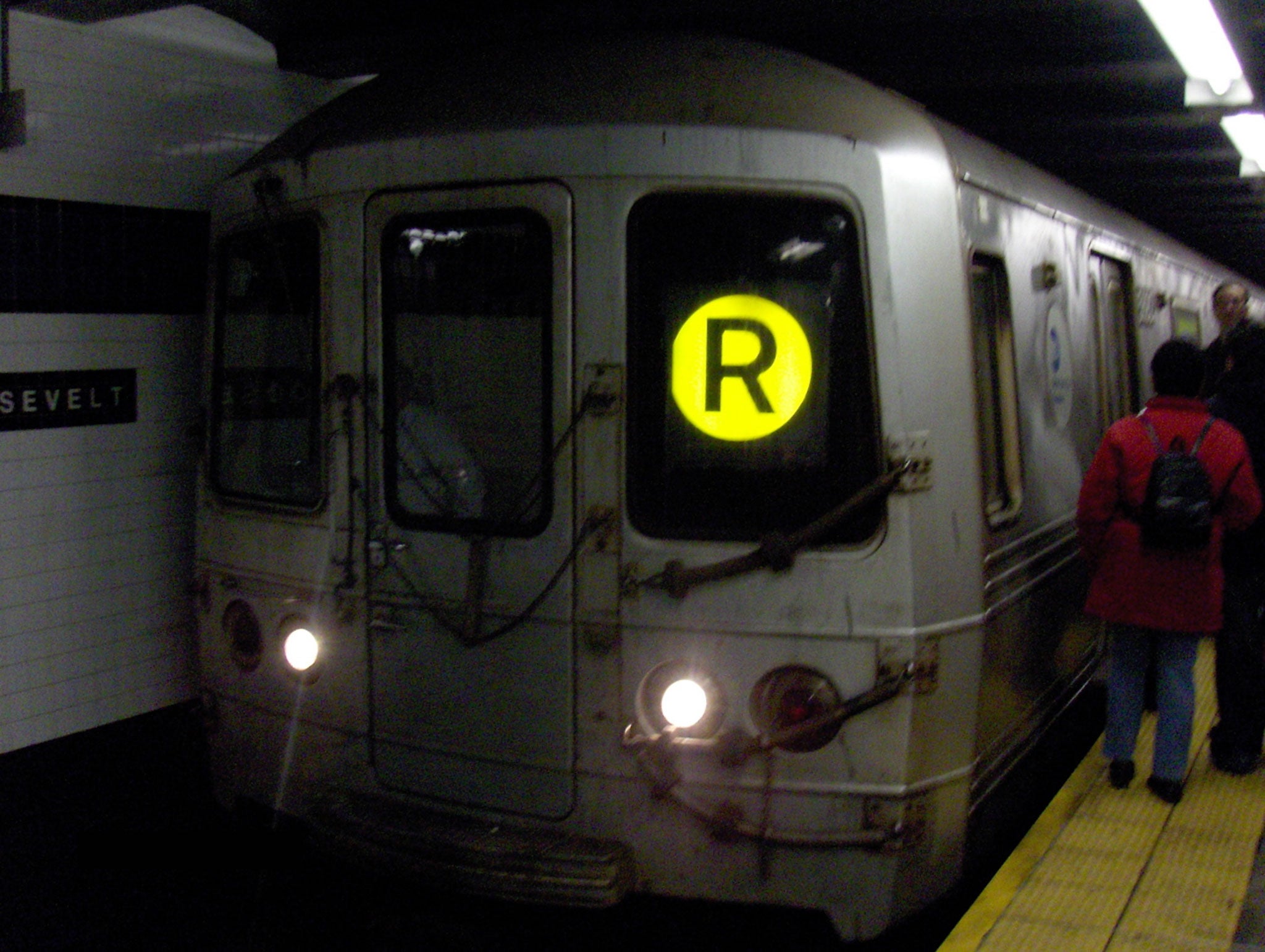 A R-line train on the New York subway