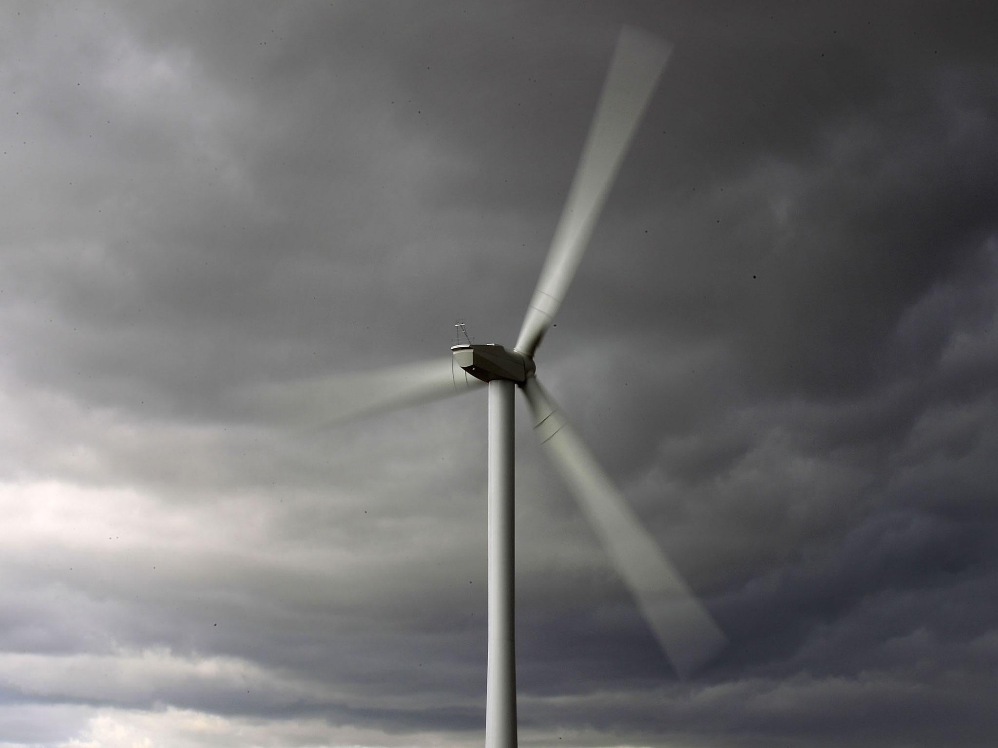 Wind power: a turbine - the wind turbine in Great Dulkins Farm provided the community with reduced energy bills and a community dividend of £15,000 every year