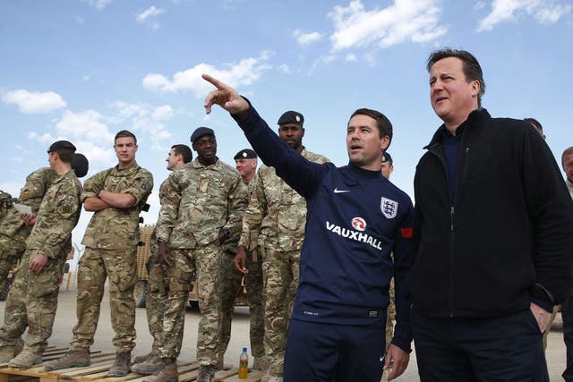 David Cameron and former England footballer Michael Owen visiting Camp Bastion. The PM lauded the 'level of security' established 