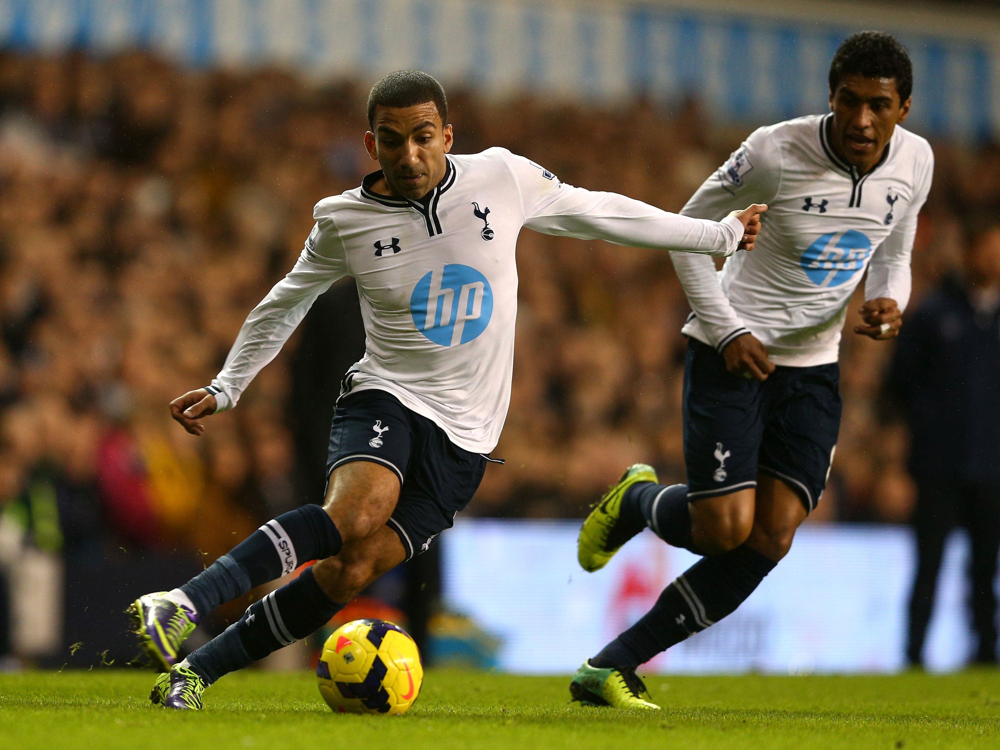 Tottenham winger Aaron Lennon during the Premier League encounter with Liverpool